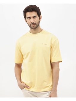 Rare Rabbit - Beck Dusky Yellow Graphic Print Oversized Fit T-Shirt