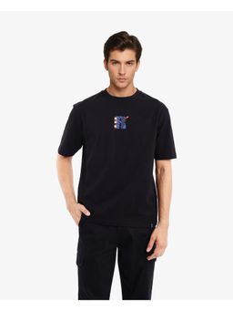 Rare Rabbit - Bjorn Black Graphic Print Oversized Fit T-Shirt