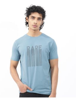 Rare Rabbit - Bocat Dusky Blue Graphic Print Regular Fit T-Shirt
