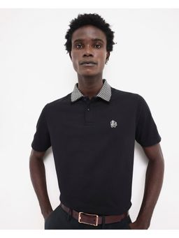 Rare Rabbit - Booth Black Embroidered Regular Fit Polo T-Shirt