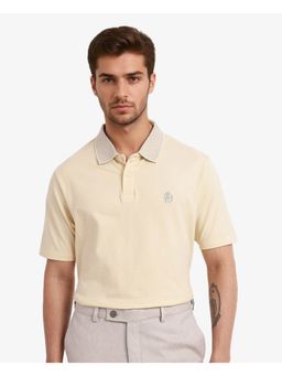 Rare Rabbit - Booth Yellow Embroidered Regular Fit Polo T-Shirt