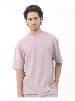 Rare Rabbit - Breet Dusky Purple Textured Oversized Fit T-Shirt