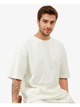 Rare Rabbit - Breet White Plain Oversized Fit T-Shirt
