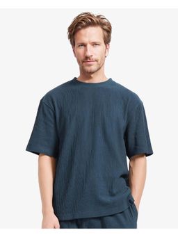Rare Rabbit - Breet-1 Dark Green Textured Oversized Fit T-Shirt