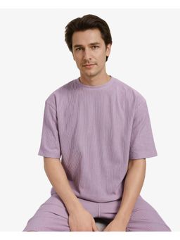 Rare Rabbit - Breet-1 Dusky Pink Textured Oversized Fit T-Shirt