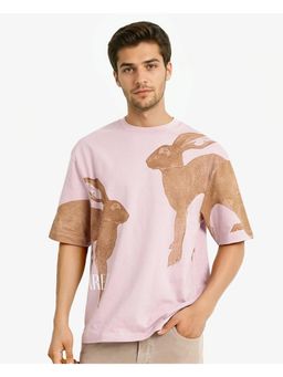 Rare Rabbit - Bunn Dusky Pink Graphic Print Oversized Fit T-Shirt