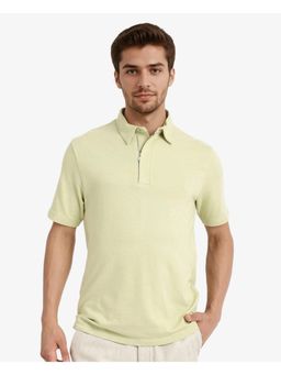 Rare Rabbit - Caben Light Green Jacquard Regular Fit Polo T-Shirt