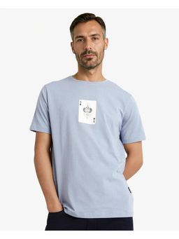 Rare Rabbit - Caf Dusky Blue Graphic Print Regular Fit T-Shirt