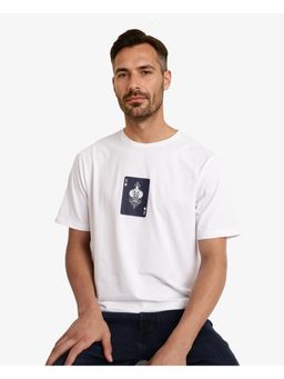Rare Rabbit - Caf White Graphic Print Regular Fit T-Shirt
