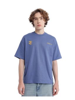 Rare Rabbit - Calro Dusky Blue Graphic Print Oversized Fit T-Shirt