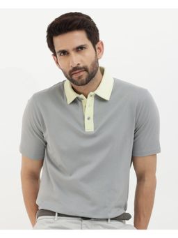 Rare Rabbit - Canot Grey Plain Regular Fit Polo T-Shirt