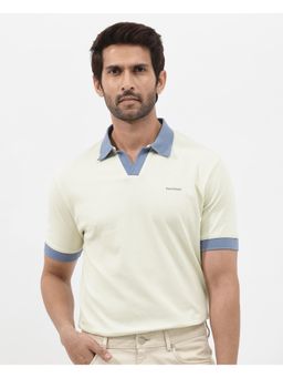 Rare Rabbit - Carmelon Light Green Plain Regular Fit Polo T-Shirt