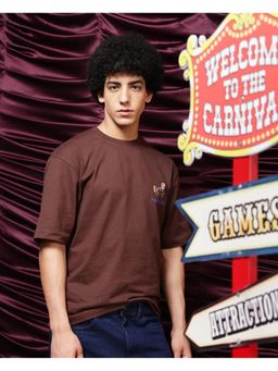 Rare Rabbit - Carn Brown Graphic Print Oversized Fit T-Shirt