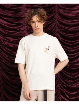 Rare Rabbit - Carn Off White Graphic Print Oversized Fit T-Shirt