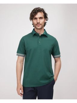 Rare Rabbit - Carter Dark Green Plain Regular Fit Polo T-Shirt