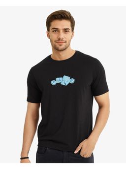Rare Rabbit - Cason Black Graphic Print Regular Fit T-Shirt