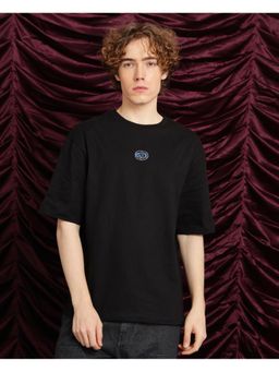 Rare Rabbit - Cato Black Graphic Print Oversized Fit T-Shirt