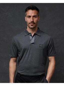 Rare Rabbit - Centor Dark Grey Plain Regular Fit Polo T-Shirt