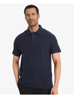Rare Rabbit - Charles Navy Plain Regular Fit Polo T-Shirt