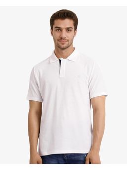 Rare Rabbit - Charles Off White Plain Regular Fit Polo T-Shirt