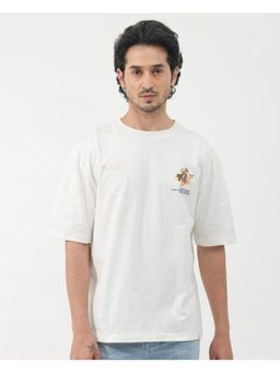 Rare Rabbit - Cher Off White Graphic Print Oversized Fit T-Shirt