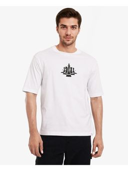 Rare Rabbit - Chess White Graphic Print Regular Fit T-Shirt