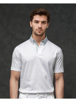 Rare Rabbit - Clarance White Plain Regular Fit Polo T-Shirt