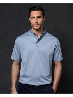 Rare Rabbit - Clarence 1 Dusky Blue Plain Regular Fit Polo T-Shirt