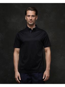 Rare Rabbit - Clarence 1 Black Plain Regular Fit Polo T-Shirt