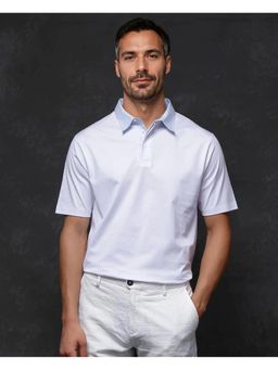 Rare Rabbit - Clarence 1 White Plain Regular Fit Polo T-Shirt