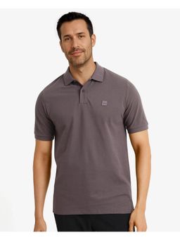 Rare Rabbit - Clif Dusky Purple Plain Regular Fit Polo T-Shirt