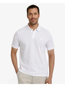 Rare Rabbit - Clif White Plain Regular Fit Polo T-Shirt