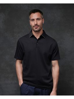 Rare Rabbit - Clive Black Plain Regular Fit Polo T-Shirt