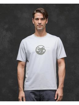 Rare Rabbit - Clod Light Grey Graphic Print Qlo Fit T-Shirt