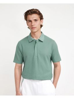 Rare Rabbit - Crin Light Green Plain Regular Fit Polo T-Shirt