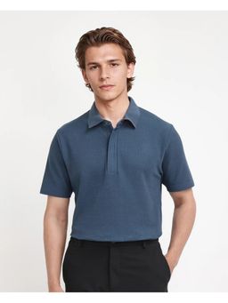 Rare Rabbit - Crin Blue Plain Regular Fit Polo T-Shirt