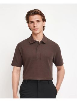 Rare Rabbit - Crin Brown Plain Regular Fit Polo T-Shirt