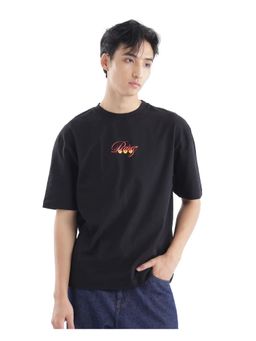Rare Rabbit - Cube Black Graphic Print Oversized Fit T-Shirt