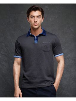 Rare Rabbit - Danil 1 Dark Grey Embroidered Regular Fit Polo T-Shirt