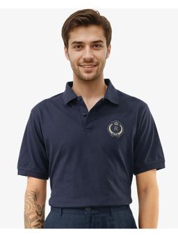 Rare Rabbit - Dariol Navy Plain Regular Fit Polo T-Shirt