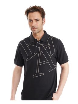 Rare Rabbit - Daryl Black Graphic Print Regular Fit Polo T-Shirt