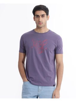 Rare Rabbit - Dern Dusky Purple Graphic Print Regular Fit T-Shirt
