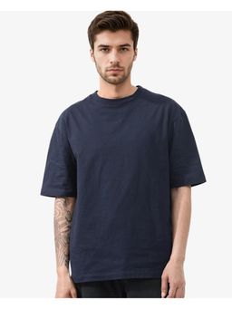 Rare Rabbit - Dis Navy Blue Graphic Print Oversized Fit T-Shirt