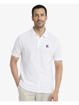 Rare Rabbit - Dive White Solid Regular Fit Polo T-Shirt