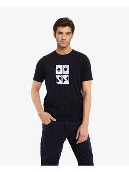 Rare Rabbit - Dom Black Graphic Print Oversized Fit T-Shirt