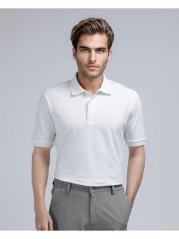 Rare Rabbit - Dylan White Plain Regular Fit Polo T-Shirt