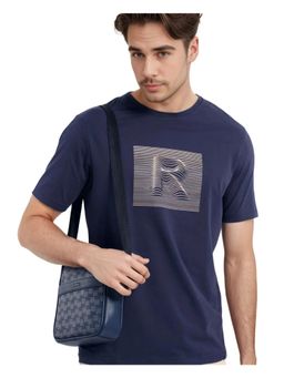 Rare Rabbit - Edo Navy Blue Graphic Print Regular Fit T-Shirt