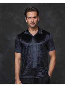 Rare Rabbit - Elctro 1 Black Plain Regular Fit Polo T-Shirt