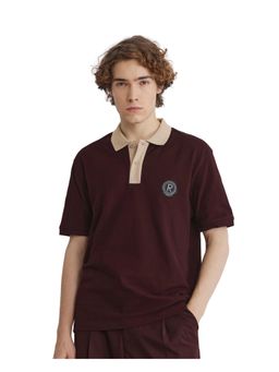 Rare Rabbit - Eldon Dark Maroon Plain Regular Fit Polo T-Shirt