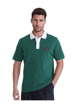 Rare Rabbit - Eldon Green Plain Regular Fit Polo T-Shirt